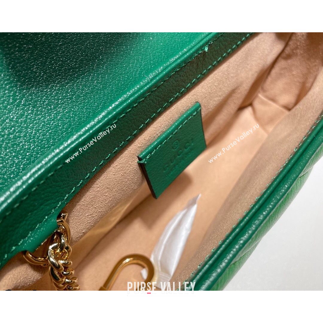 Gucci GG Marmont Leather Super Mini Bag ‎574969 Bright Green 2021 (DLH-21072623)