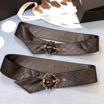 Chanel Black Quilted Lambskin Belt 50mm with Circle Buckle 2020 (99-20111802)