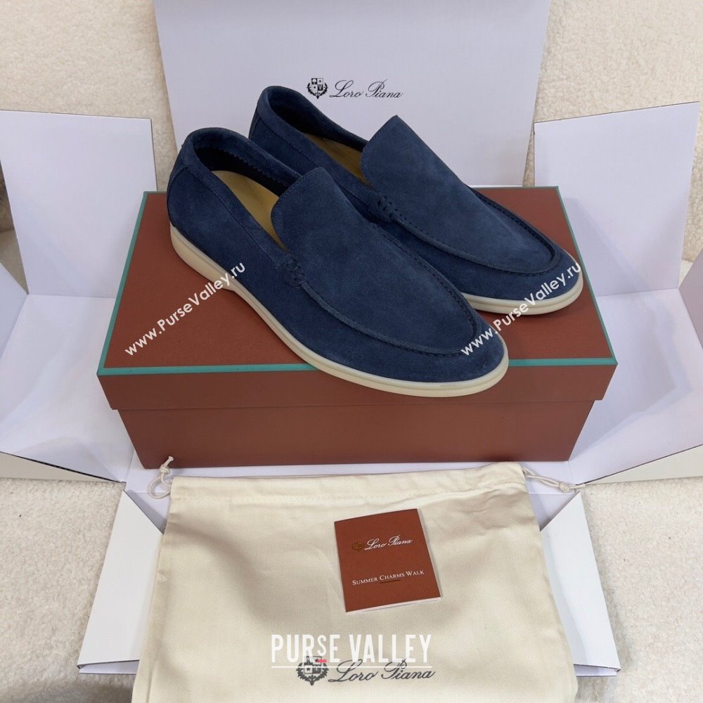 Loro Piana Summer Walk Suede Loafers Navy Blue 2024(For Men) (KL-241514)