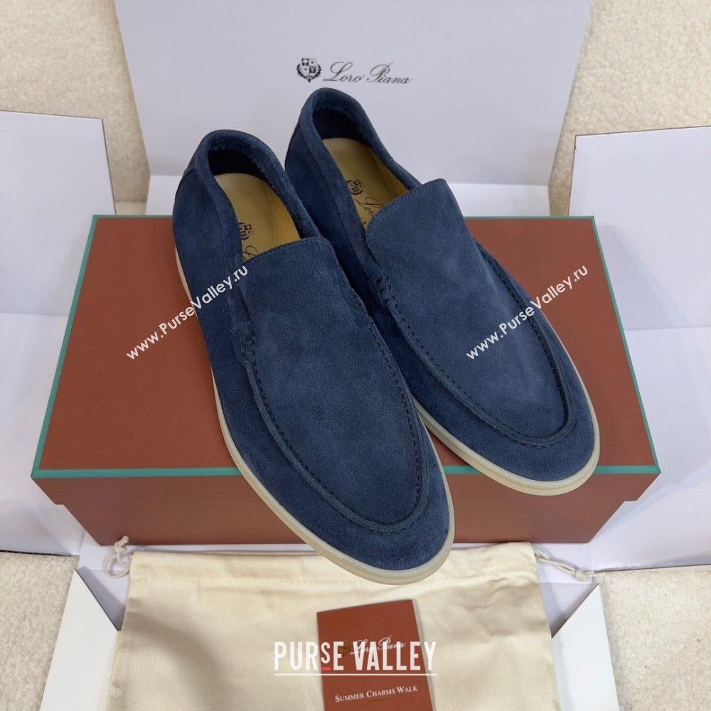 Loro Piana Summer Walk Suede Loafers Navy Blue 2024(For Men) (KL-241514)