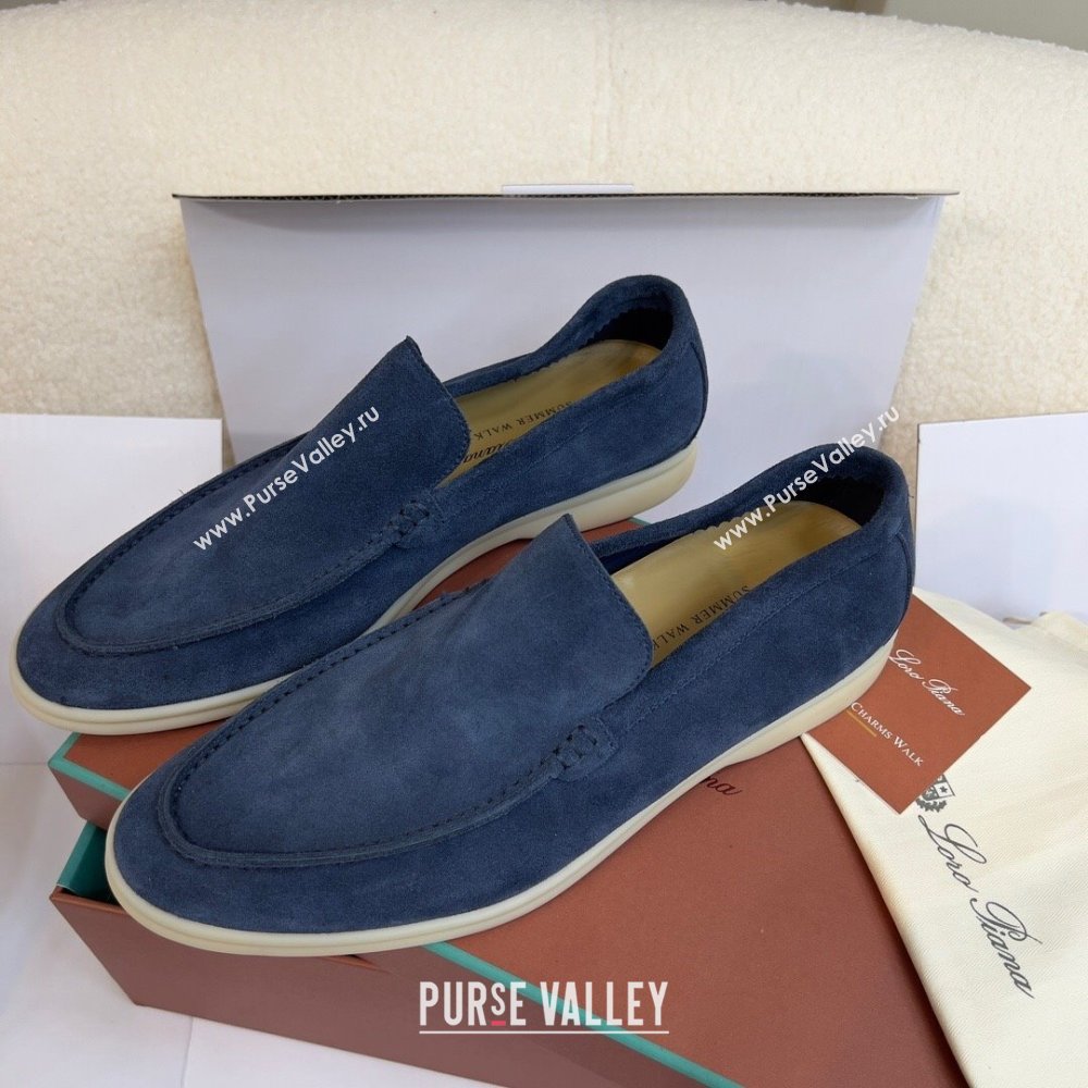 Loro Piana Summer Walk Suede Loafers Navy Blue 2024(For Men) (KL-241514)