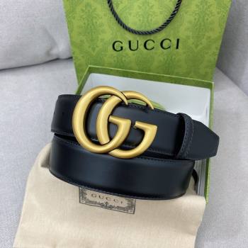 Gucci GG Belt in Smooth Calfskin Width 4cm Black/Gold 2024 (YANG-24070413)