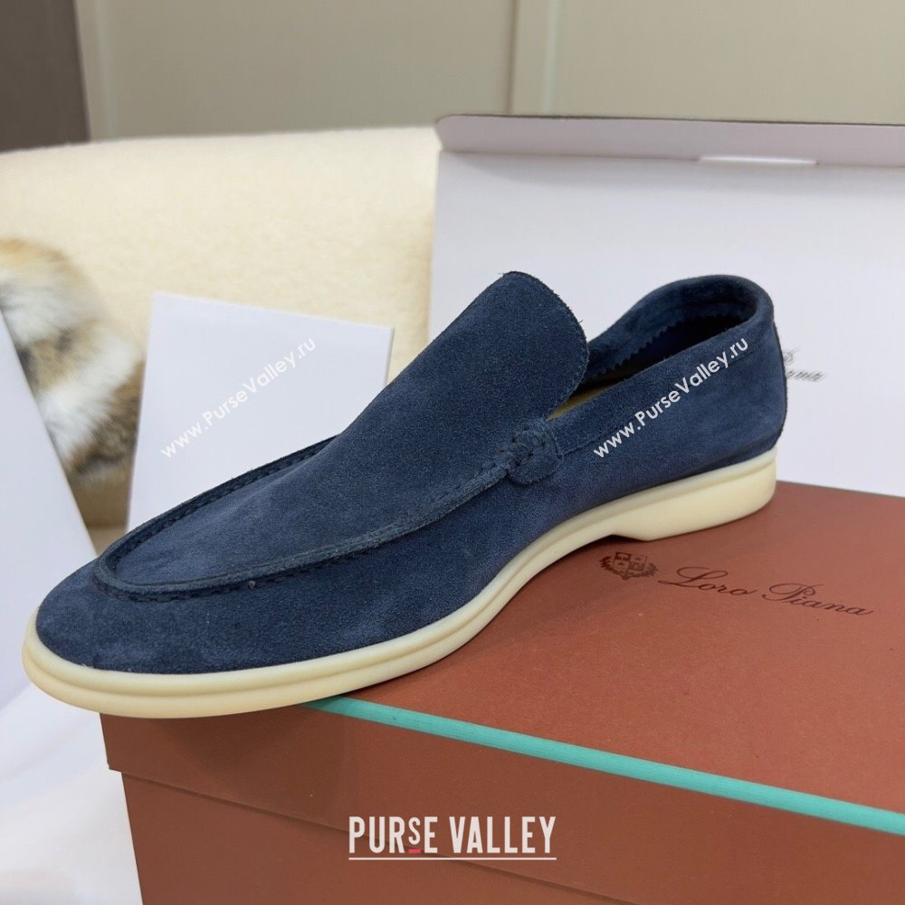 Loro Piana Summer Walk Suede Loafers Navy Blue 2024(For Men) (KL-241514)