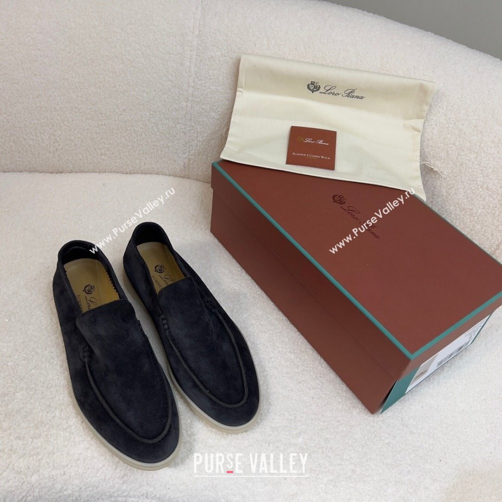 Loro Piana Summer Walk Suede Loafers Black 2024(For Men) (KL-241516)