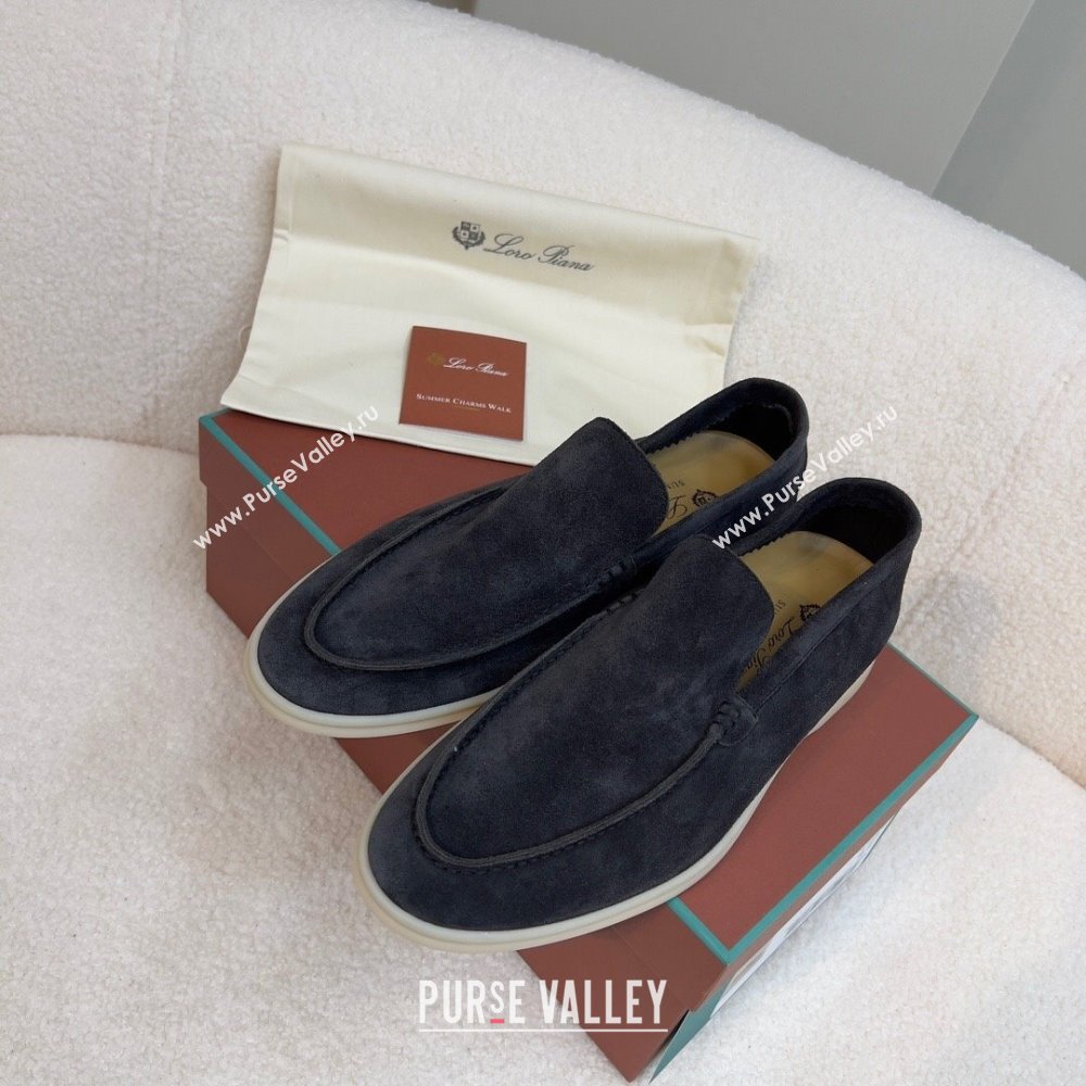 Loro Piana Summer Walk Suede Loafers Black 2024(For Men) (KL-241516)