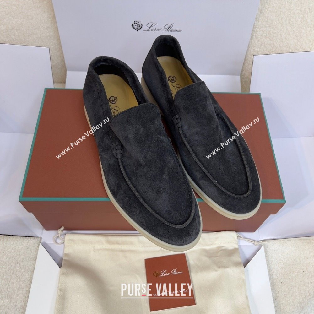 Loro Piana Summer Walk Suede Loafers Black 2024(For Men) (KL-241516)