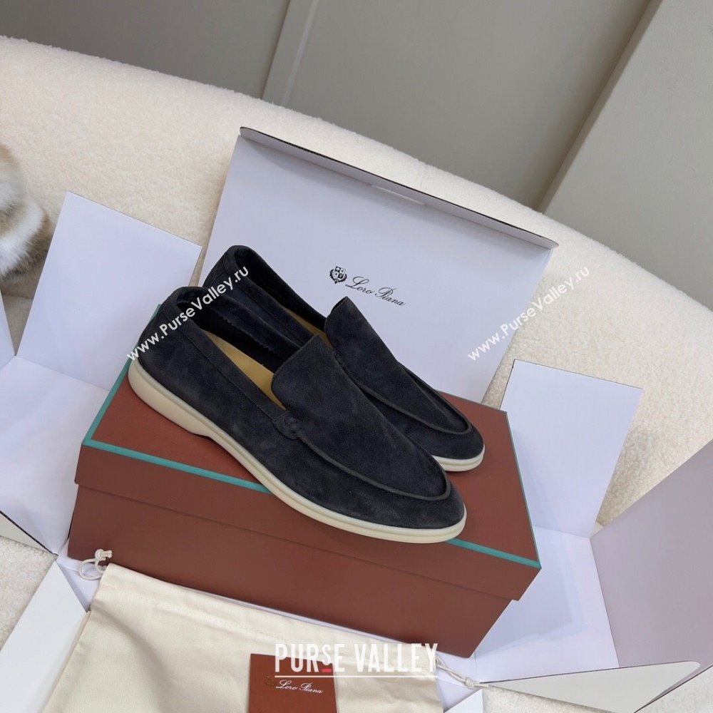 Loro Piana Summer Walk Suede Loafers Black 2024(For Men) (KL-241516)