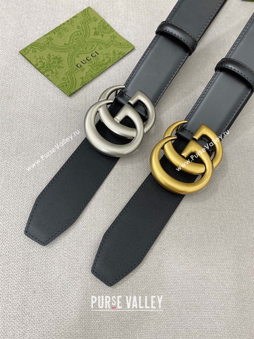 Gucci GG Belt in Smooth Calfskin Width 4cm Black/Gold 2024 (YANG-24070413)