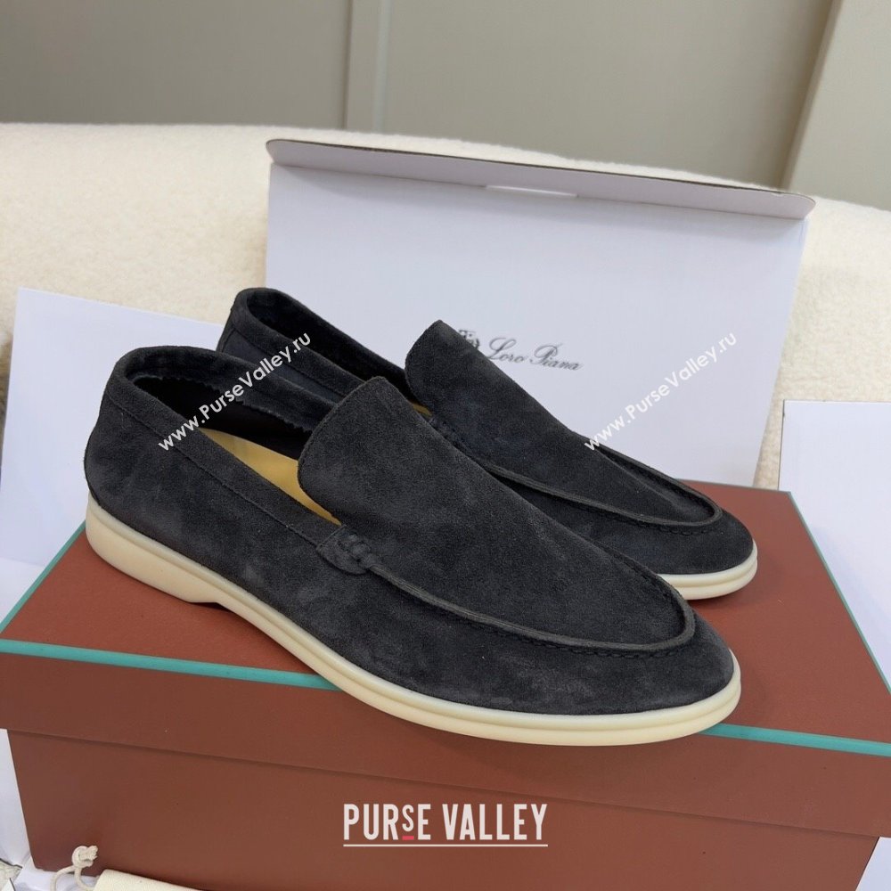 Loro Piana Summer Walk Suede Loafers Black 2024(For Men) (KL-241516)