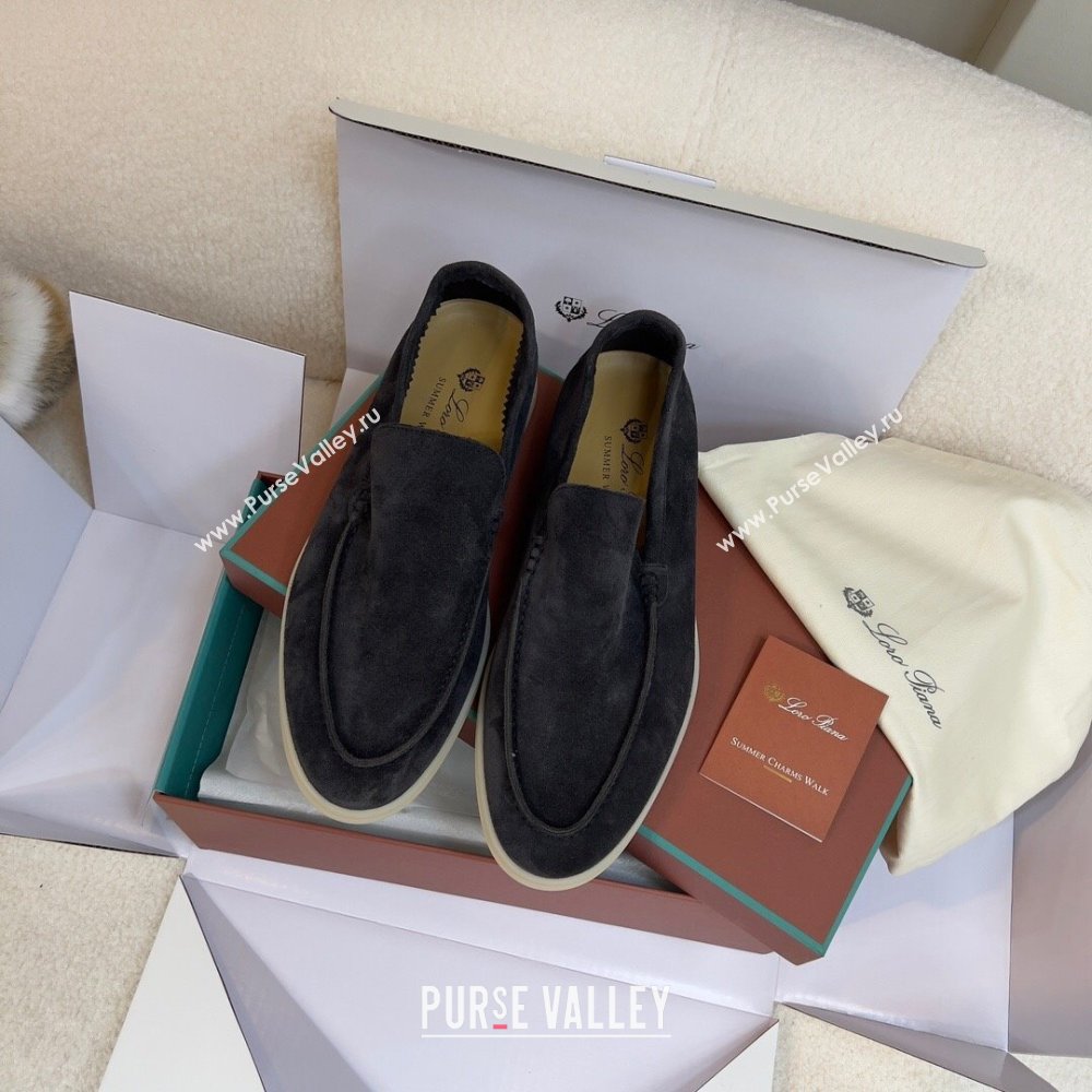 Loro Piana Summer Walk Suede Loafers Black 2024(For Men) (KL-241516)