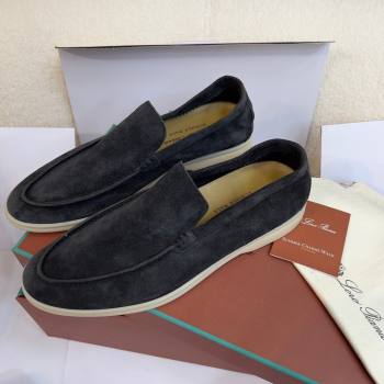 Loro Piana Summer Walk Suede Loafers Black 2024(For Men) (KL-241516)