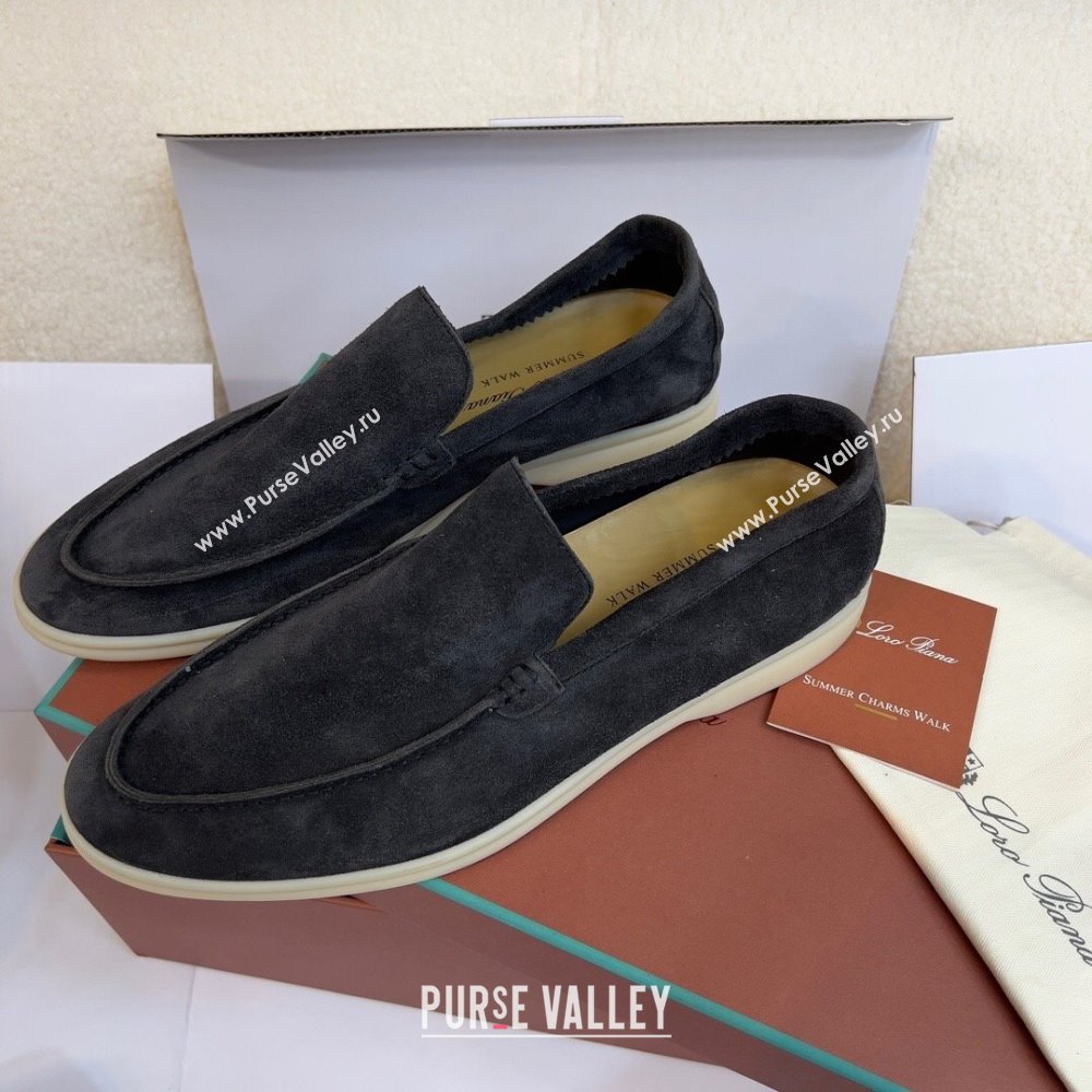 Loro Piana Summer Walk Suede Loafers Black 2024(For Men) (KL-241516)