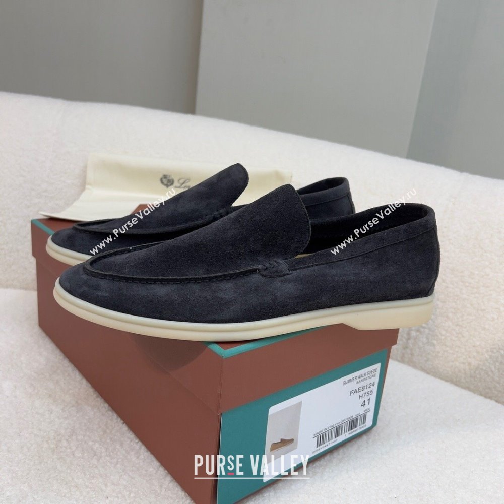 Loro Piana Summer Walk Suede Loafers Black 2024(For Men) (KL-241516)