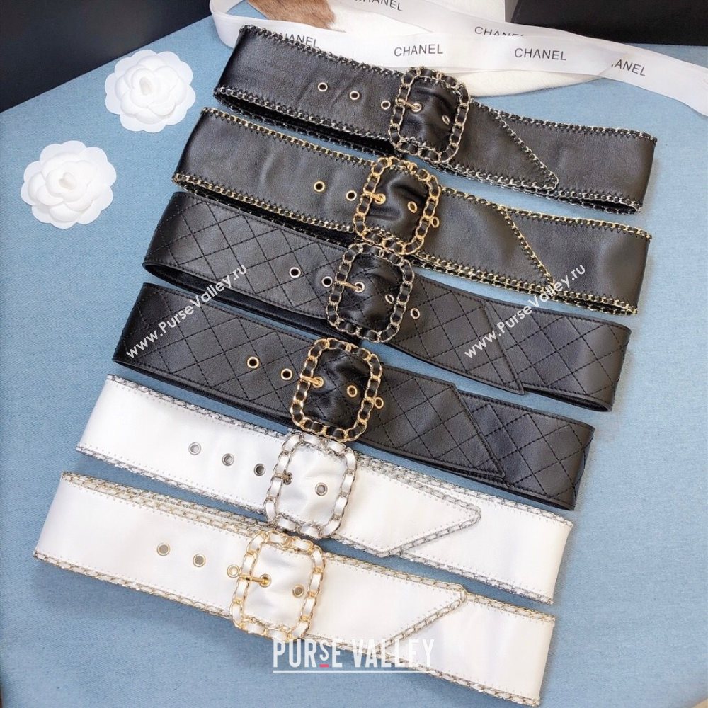 Chanel Black Quilted Lambskin Belt 50mm with Circle Buckle 2020 (99-20111802)