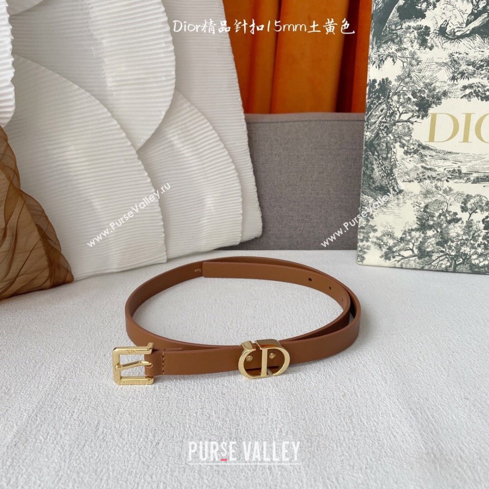 Dior 30 Montaigne Loop Belt 1.5cm in Supple Calfskin Brown 2024 (YANG-24070415)