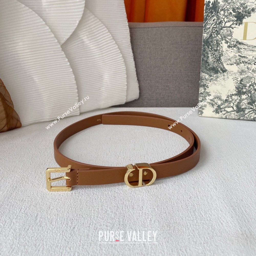 Dior 30 Montaigne Loop Belt 1.5cm in Supple Calfskin Brown 2024 (YANG-24070415)