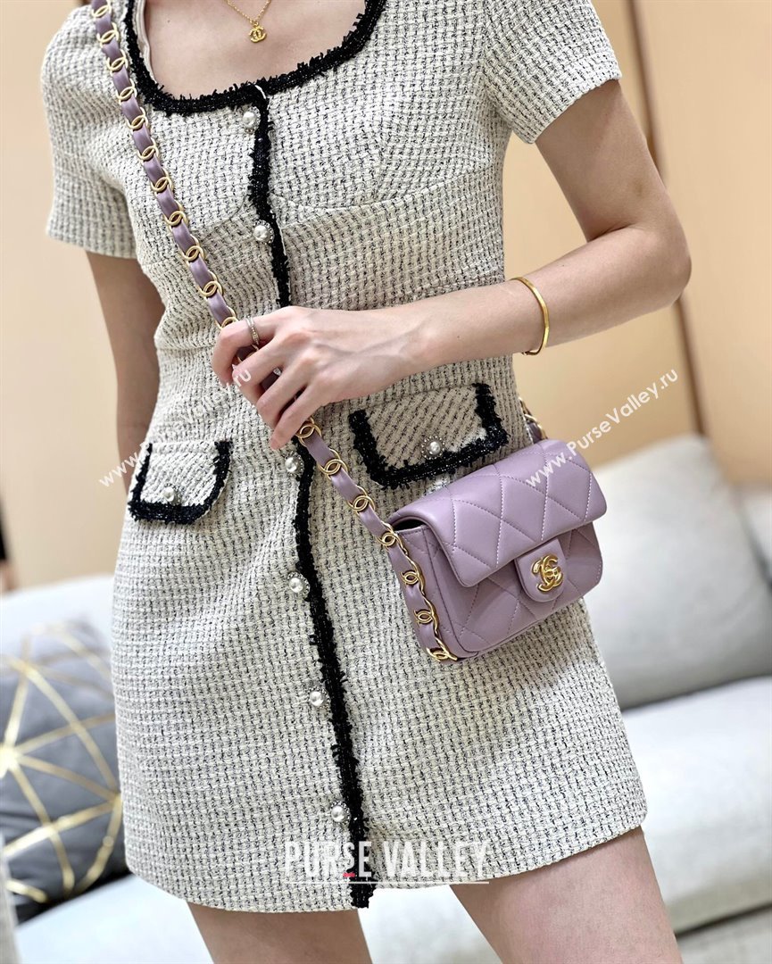 Chanel Lambskin Small Flap Bag with CC Chain AS5175 Light Purple 2024 Top Quality (SHUNY-24112105)