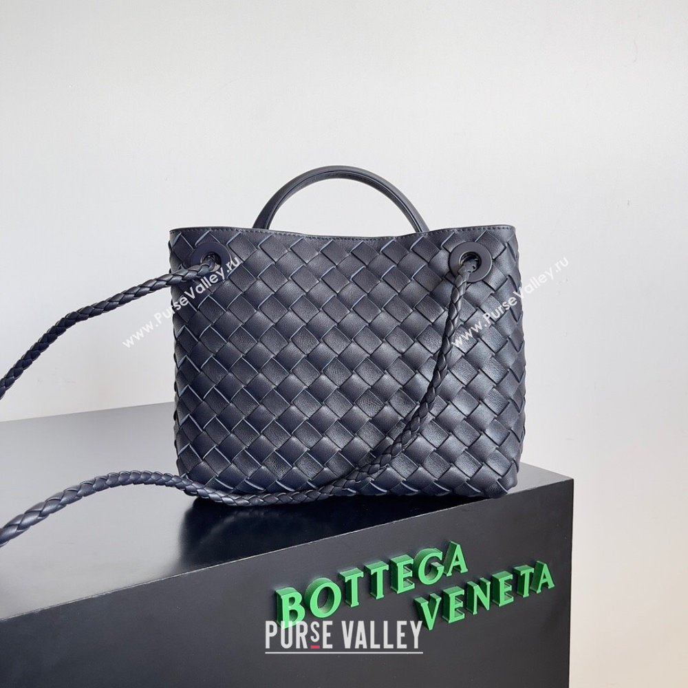 Bottega Veneta Small Andiamo Top Handle Bag in Intrecciato Leather 743568 Blue 2024 (MS-24042424)