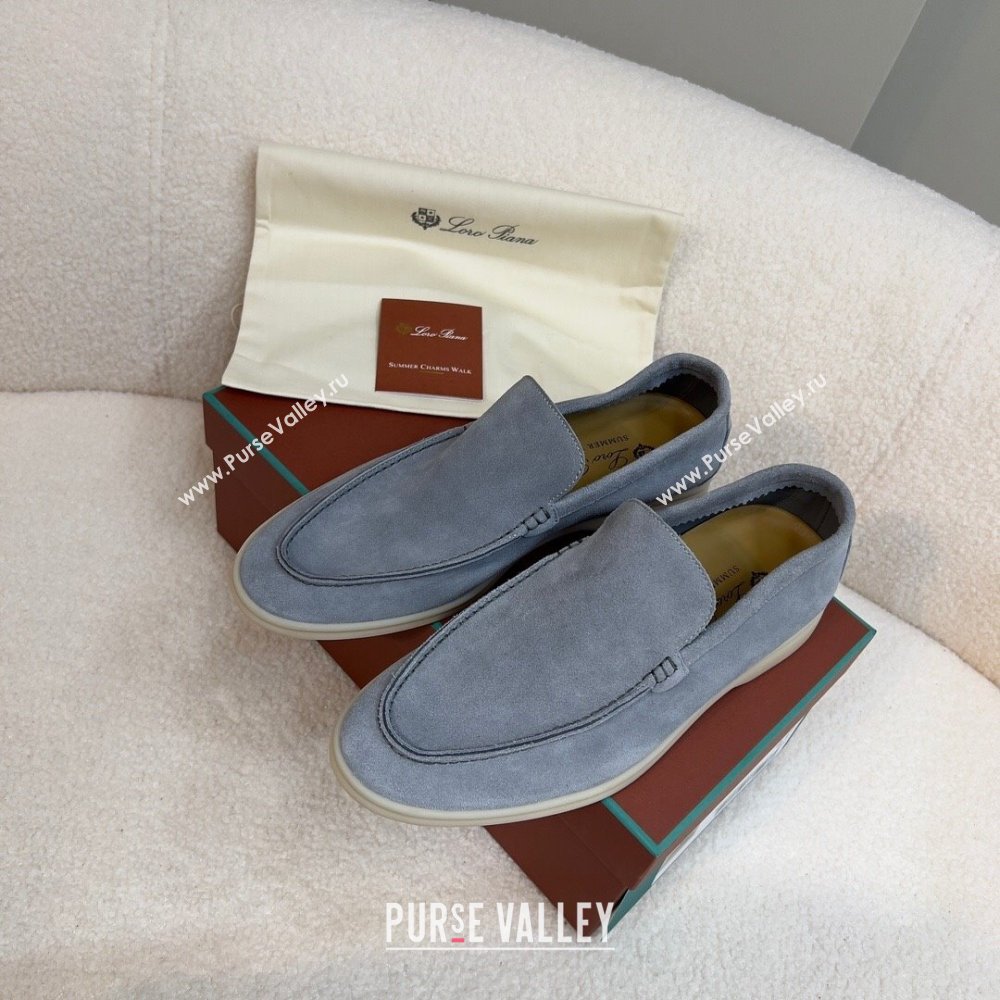 Loro Piana Summer Walk Suede Loafers Grey 2024(For Men) (KL-241517)