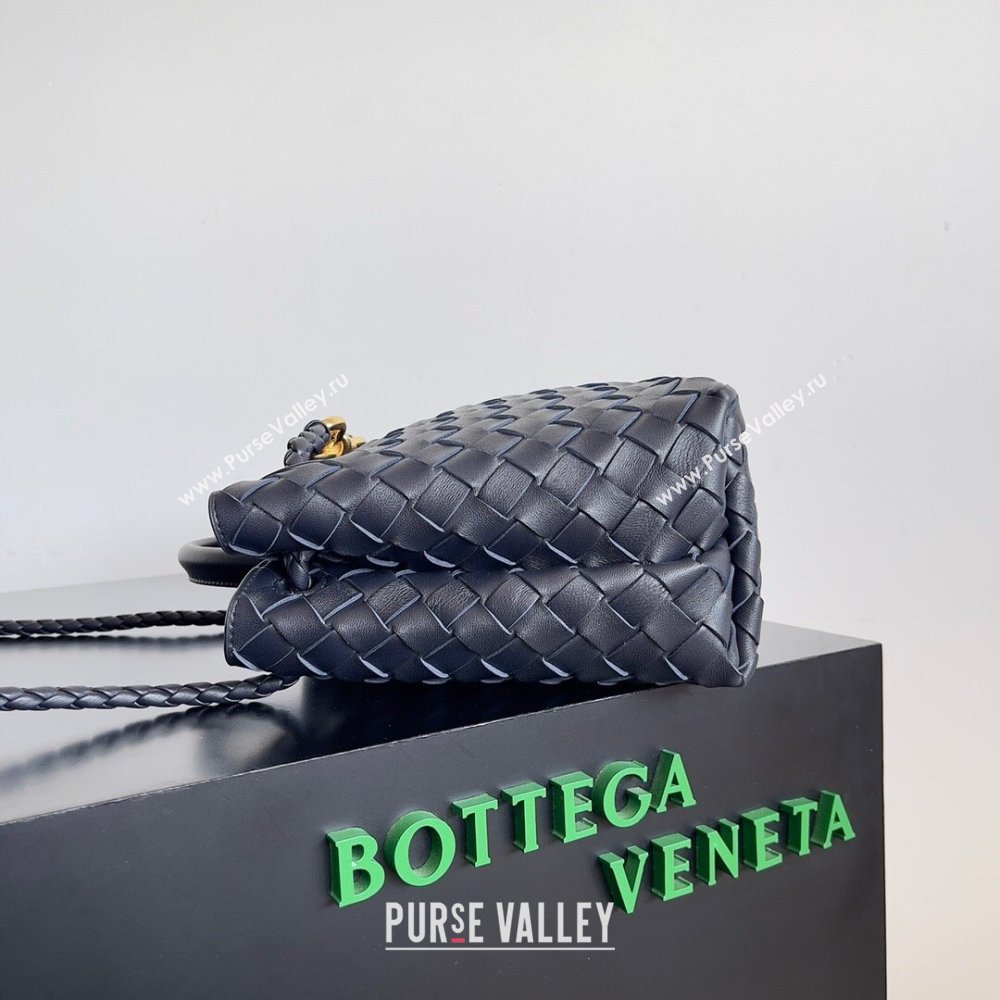 Bottega Veneta Small Andiamo Top Handle Bag in Intrecciato Leather 743568 Blue 2024 (MS-24042424)