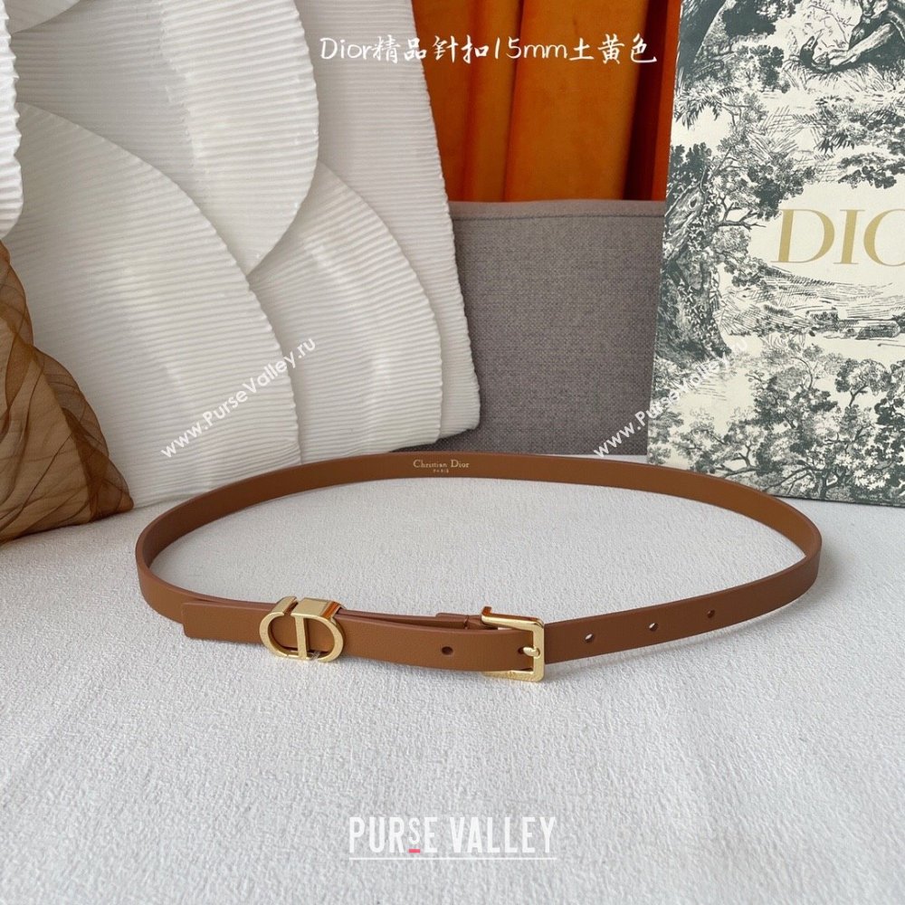 Dior 30 Montaigne Loop Belt 1.5cm in Supple Calfskin Brown 2024 (YANG-24070415)