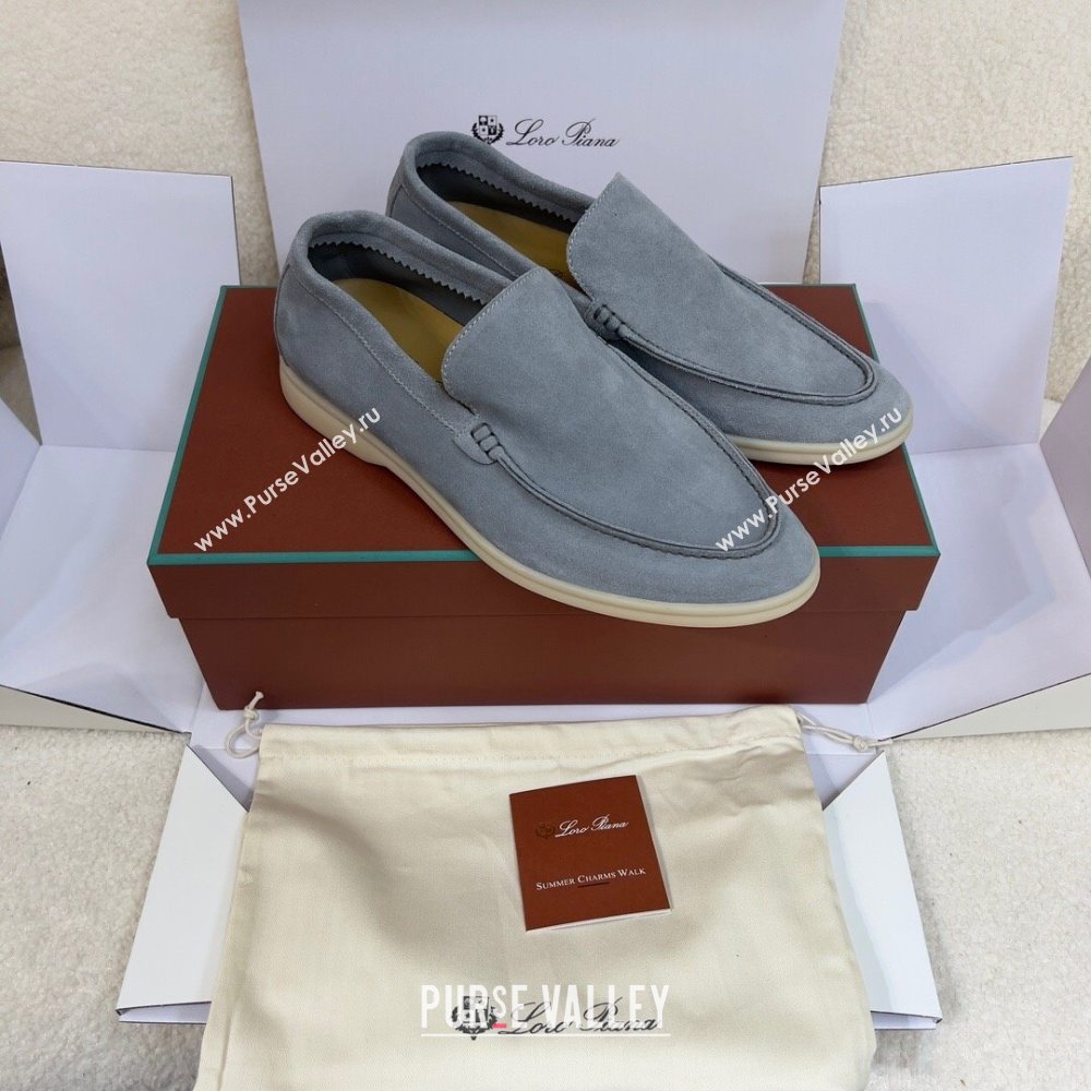 Loro Piana Summer Walk Suede Loafers Grey 2024(For Men) (KL-241517)