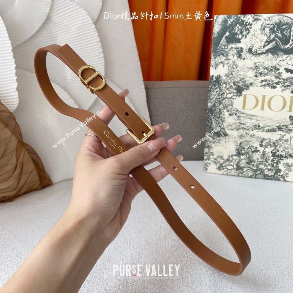 Dior 30 Montaigne Loop Belt 1.5cm in Supple Calfskin Brown 2024 (YANG-24070415)