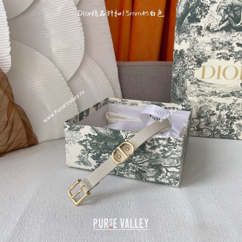 Dior 30 Montaigne Loop Belt 1.5cm in Supple Calfskin Off-white 2024 (YANG-24070416)