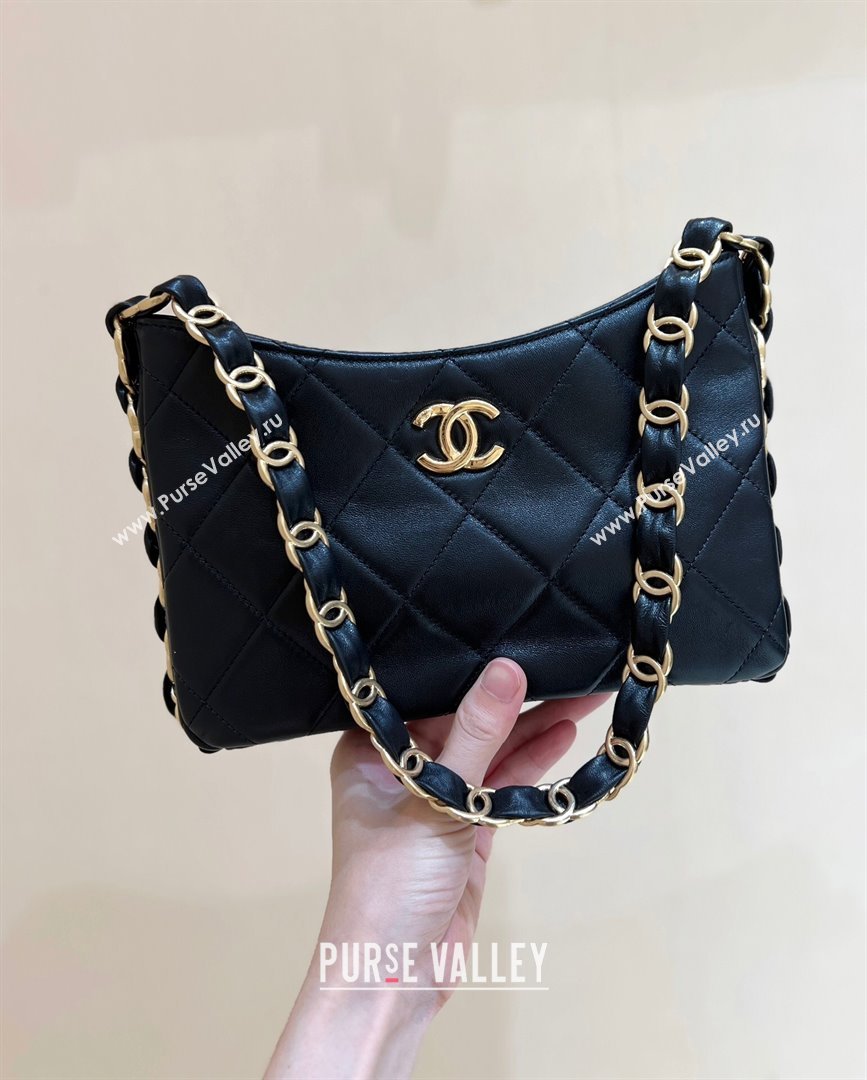 Chanel Lambskin Hobo Bag with CC Chain Strap Black AS5177 2024 Top Quality (SHUNY-24112102)