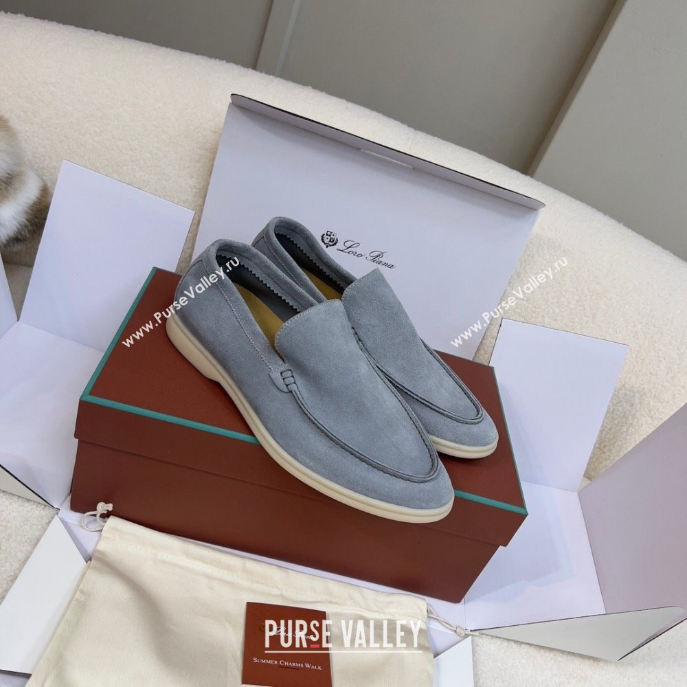 Loro Piana Summer Walk Suede Loafers Grey 2024(For Men) (KL-241517)