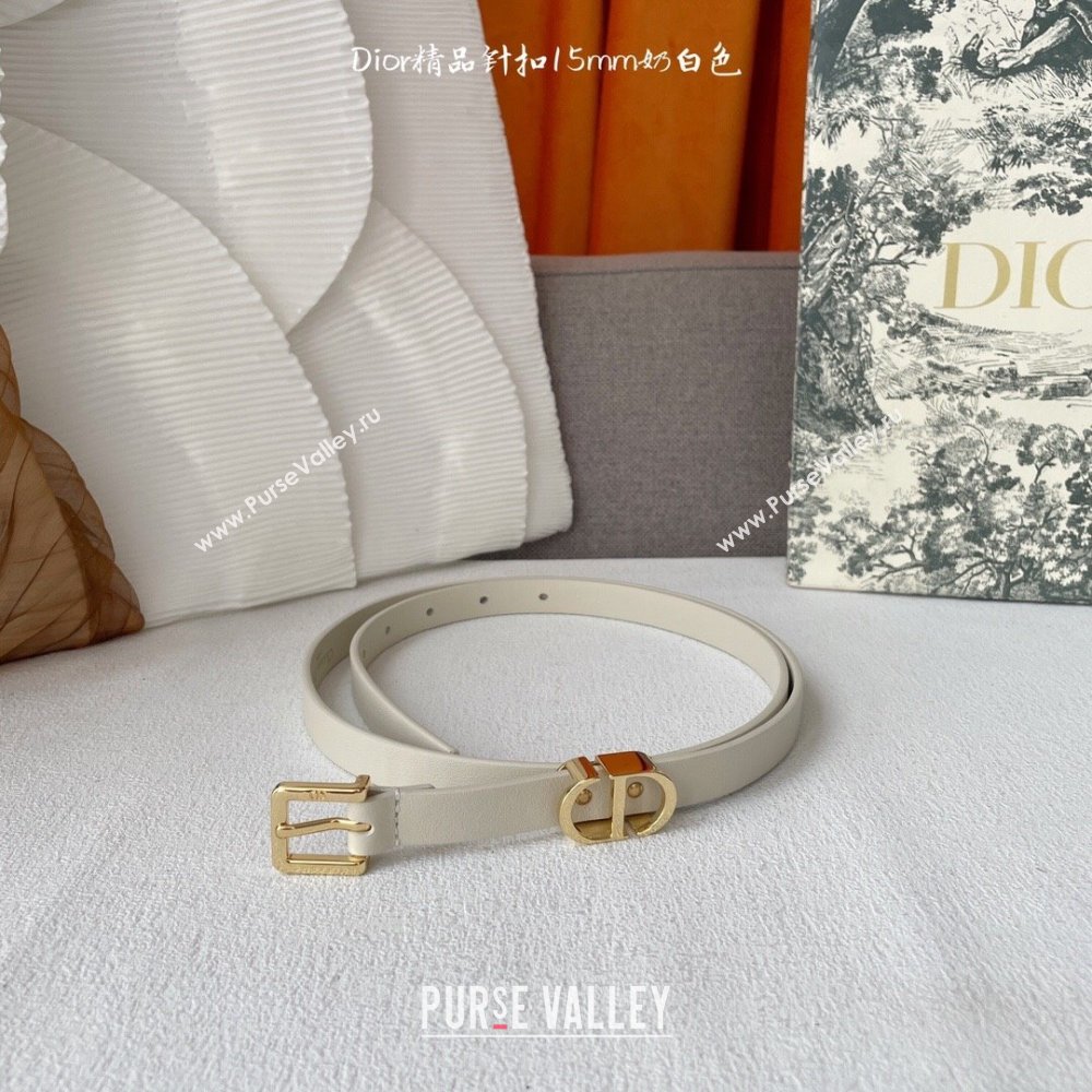 Dior 30 Montaigne Loop Belt 1.5cm in Supple Calfskin Off-white 2024 (YANG-24070416)