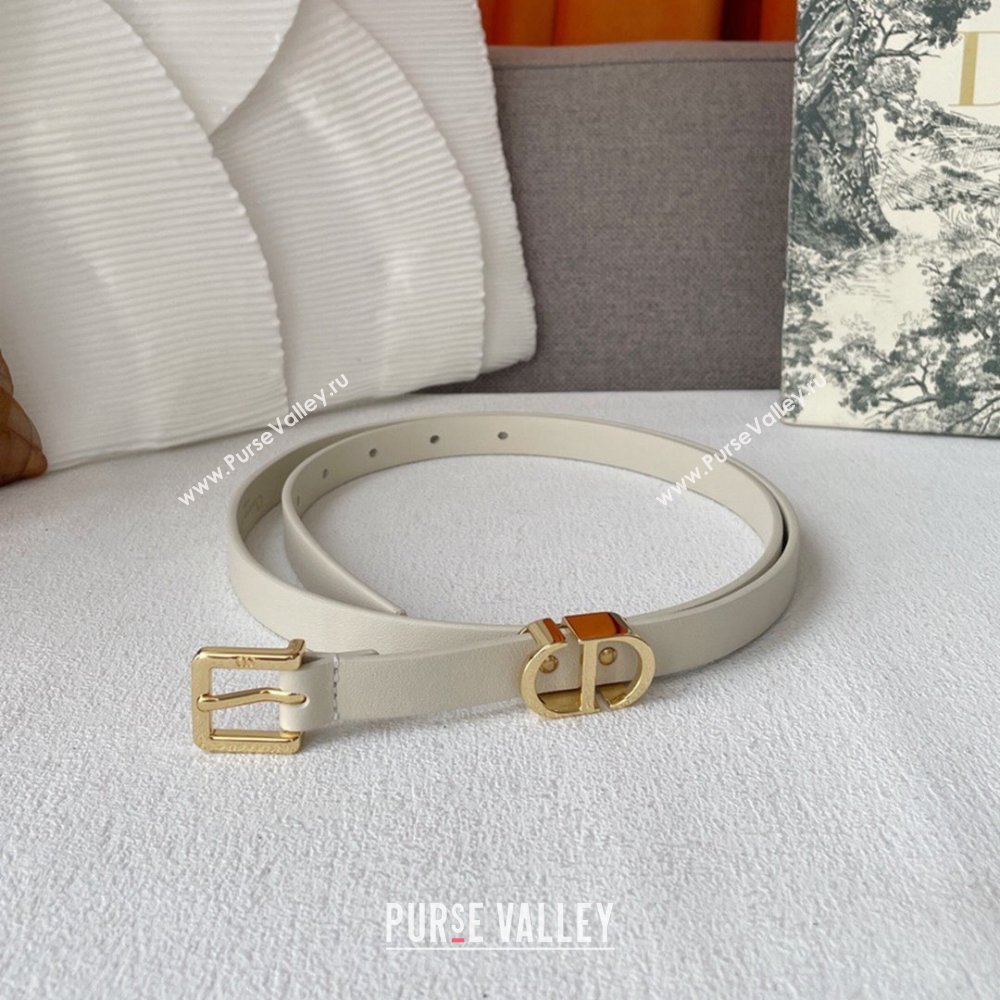 Dior 30 Montaigne Loop Belt 1.5cm in Supple Calfskin Off-white 2024 (YANG-24070416)