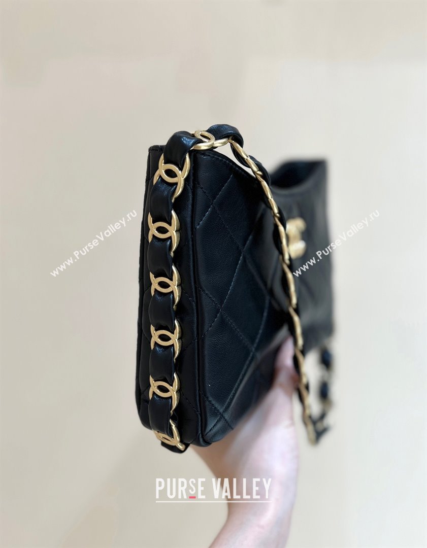 Chanel Lambskin Hobo Bag with CC Chain Strap Black AS5177 2024 Top Quality (SHUNY-24112102)