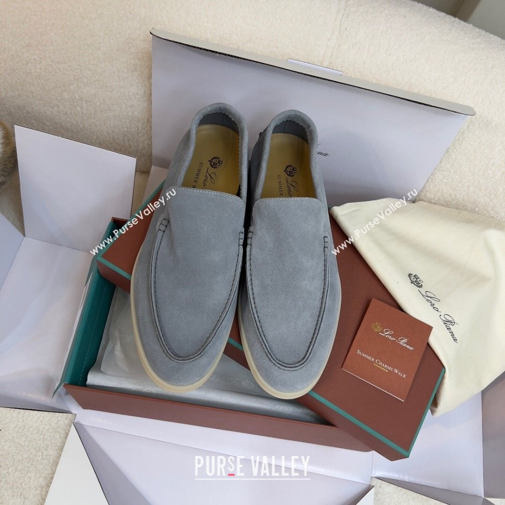 Loro Piana Summer Walk Suede Loafers Grey 2024(For Men) (KL-241517)
