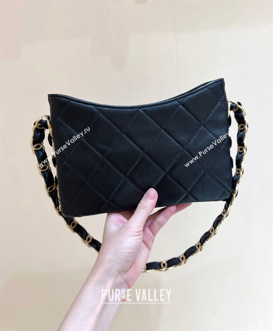 Chanel Lambskin Hobo Bag with CC Chain Strap Black AS5177 2024 Top Quality (SHUNY-24112102)