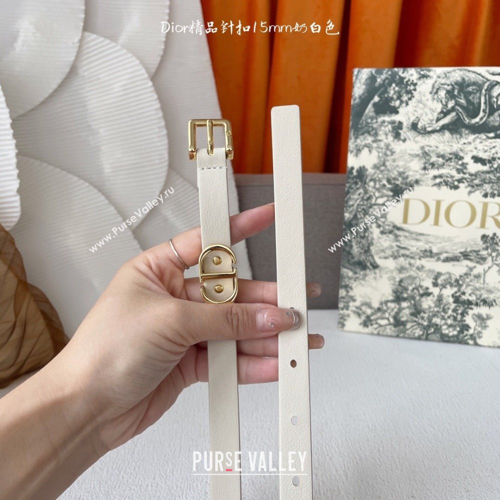 Dior 30 Montaigne Loop Belt 1.5cm in Supple Calfskin Off-white 2024 (YANG-24070416)