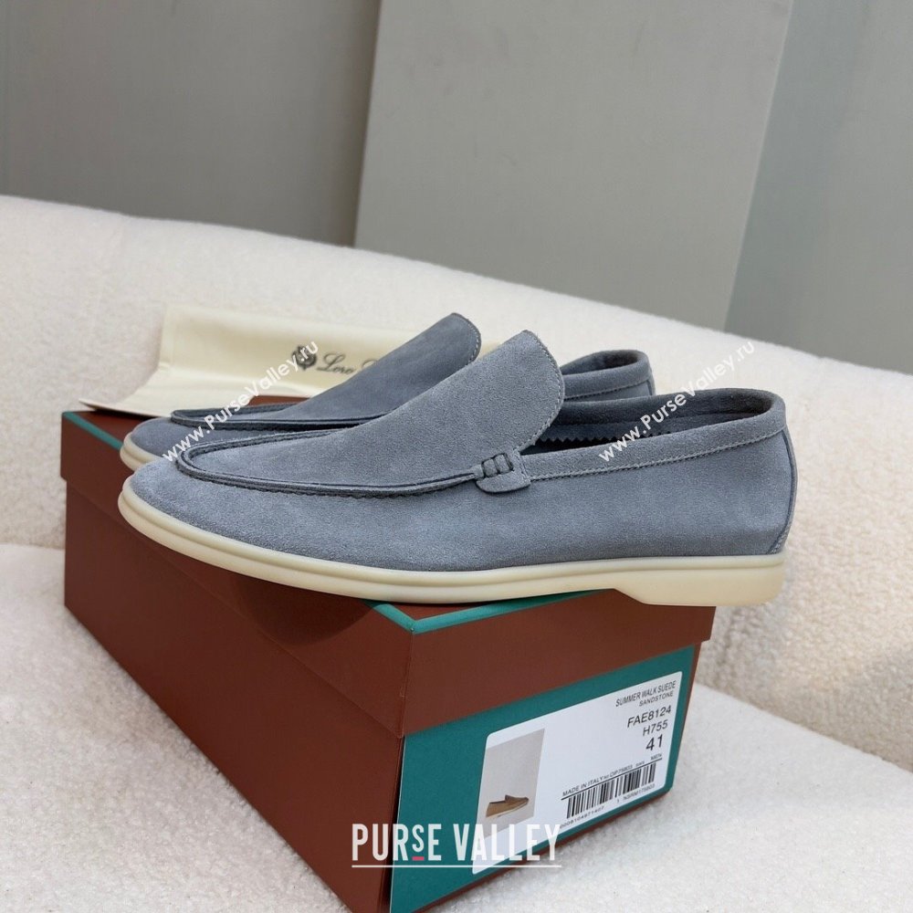 Loro Piana Summer Walk Suede Loafers Grey 2024(For Men) (KL-241517)