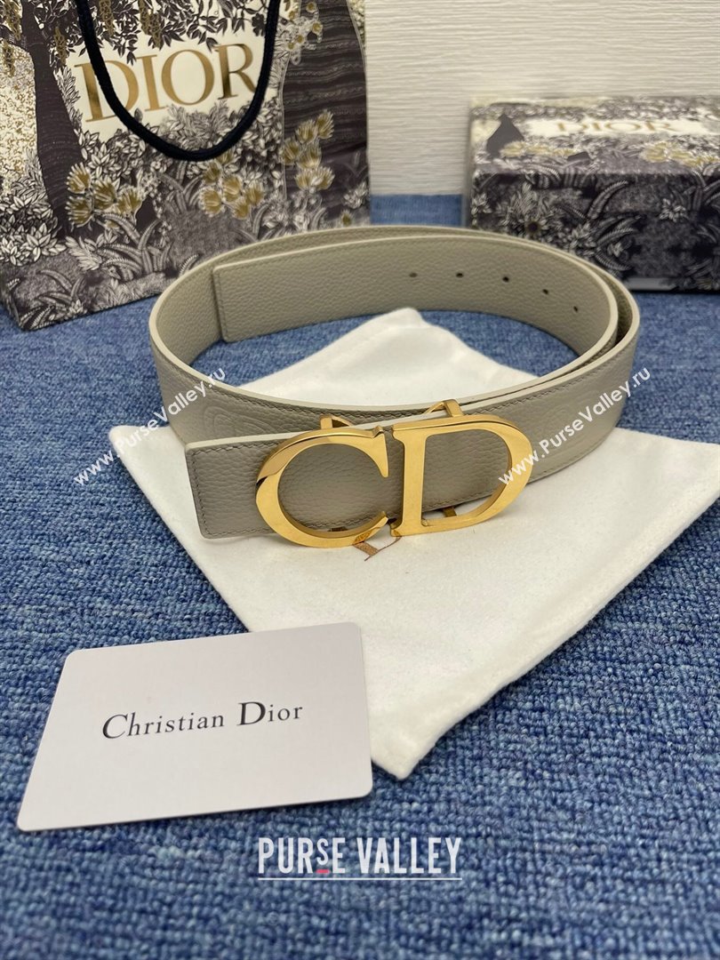 Dior CD Belt in Grained Calfskin Width 4cm Beige 2024 (YANG-24070417)