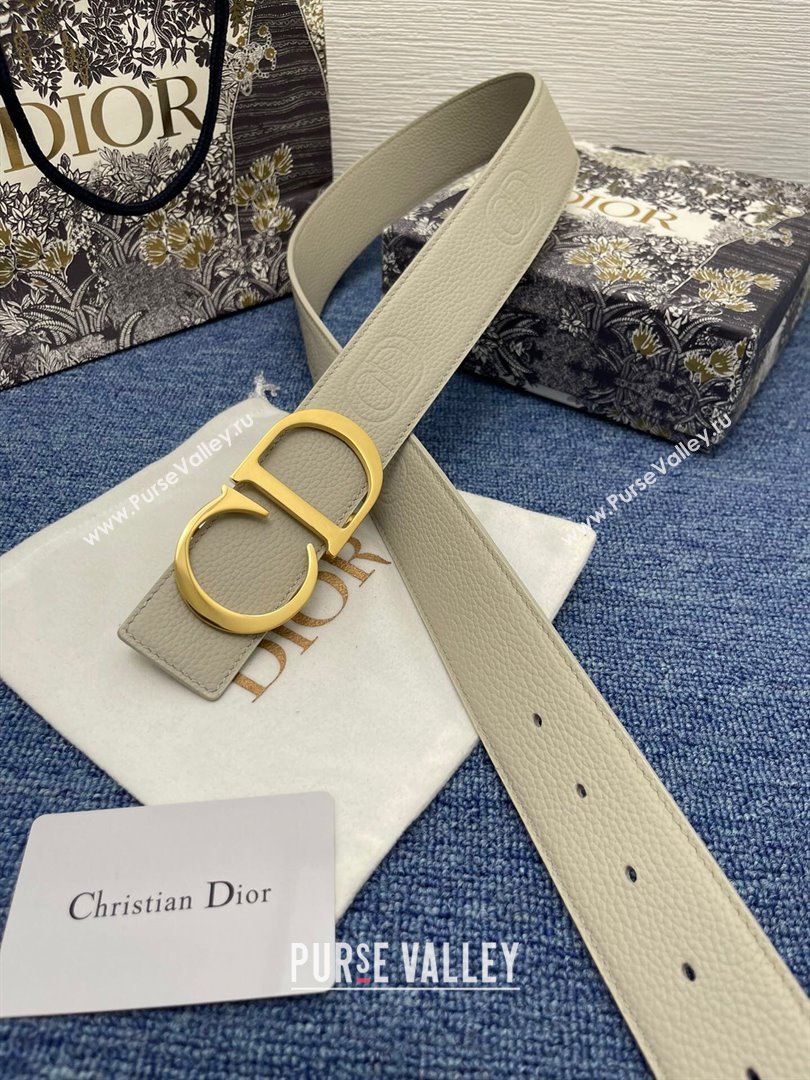 Dior CD Belt in Grained Calfskin Width 4cm Beige 2024 (YANG-24070417)