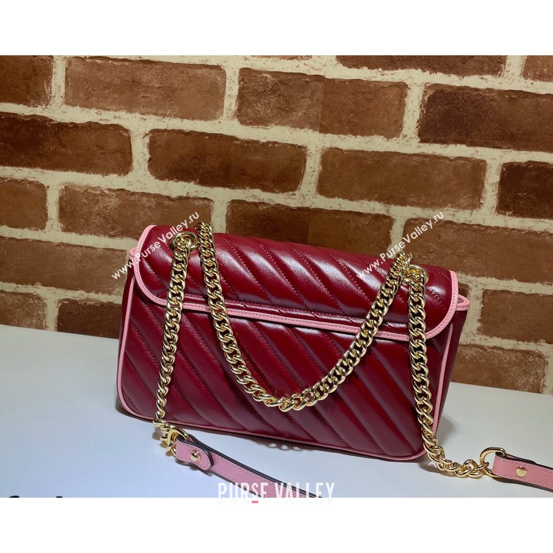 Gucci GG Marmont Small Shoulder Bag 443497 Ruby Red/Pink 2021 (DLH-21072627)