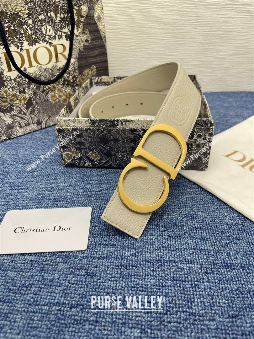 Dior CD Belt in Grained Calfskin Width 4cm Beige 2024 (YANG-24070417)