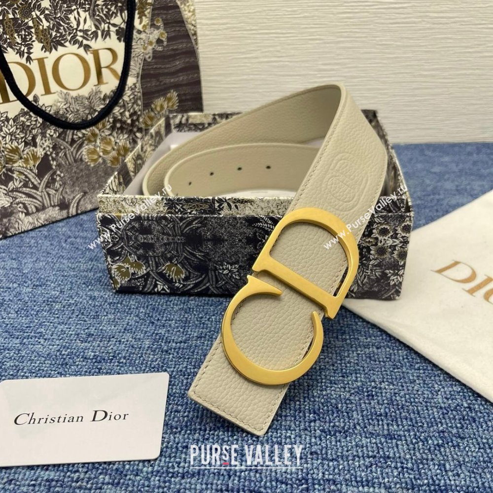 Dior CD Belt in Grained Calfskin Width 4cm Beige 2024 (YANG-24070417)