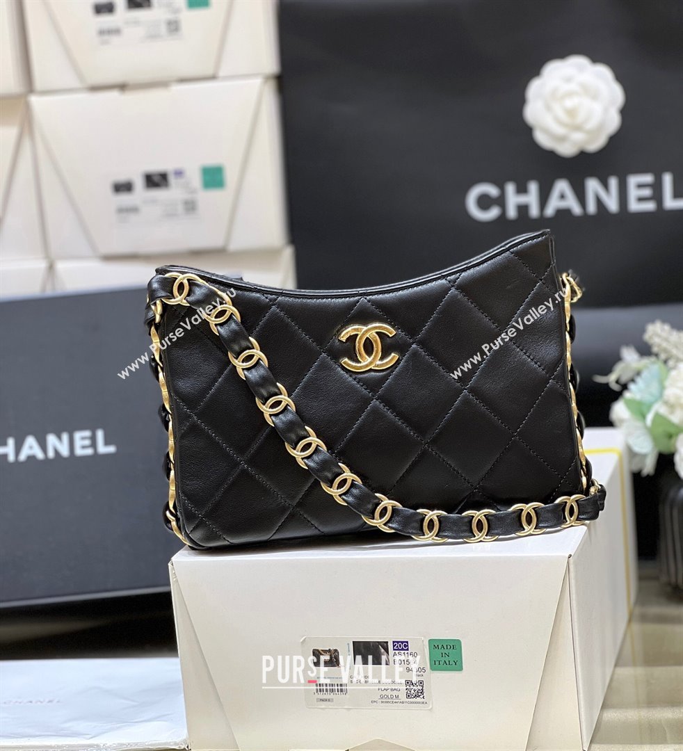 Chanel Lambskin Hobo Bag with CC Chain Strap Black AS5177 2024 Top Quality (SHUNY-24112102)