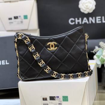 Chanel Lambskin Hobo Bag with CC Chain Strap Black AS5177 2024 Top Quality (SHUNY-24112102)