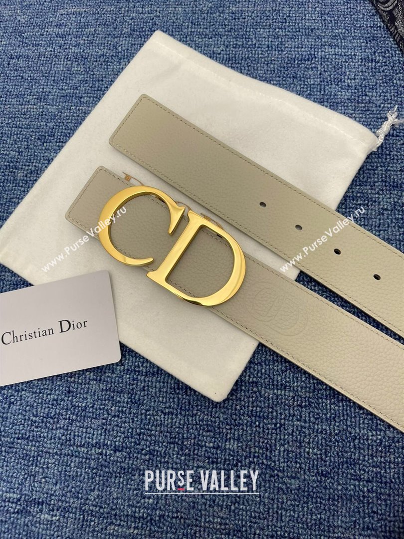 Dior CD Belt in Grained Calfskin Width 4cm Beige 2024 (YANG-24070417)