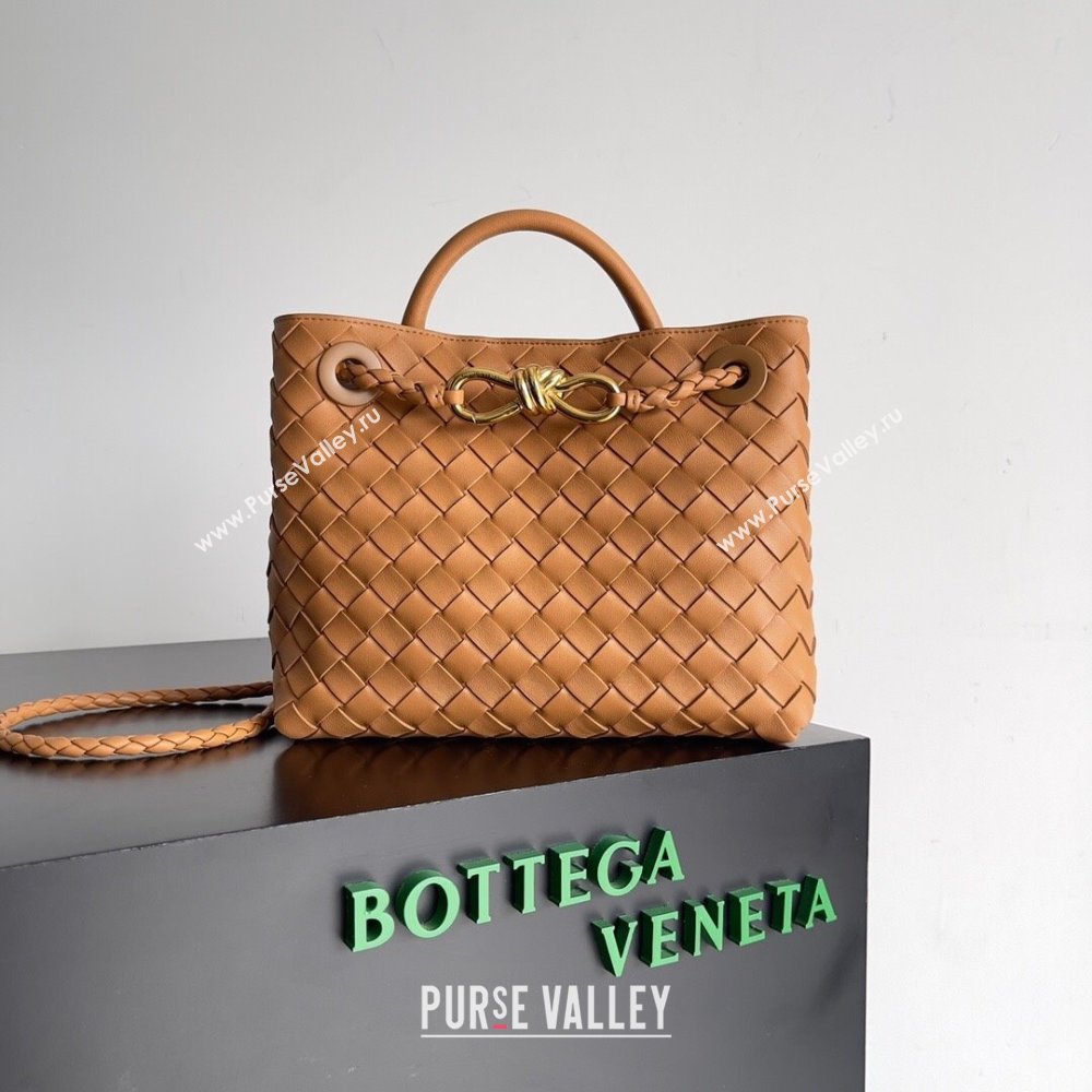 Bottega Veneta Small Andiamo Top Handle Bag in Intrecciato Leather 743568 Brown 2024 (MS-24042423)