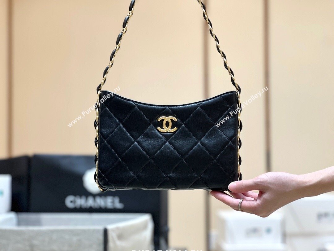 Chanel Lambskin Hobo Bag with CC Chain Strap Black AS5177 2024 Top Quality (SHUNY-24112102)