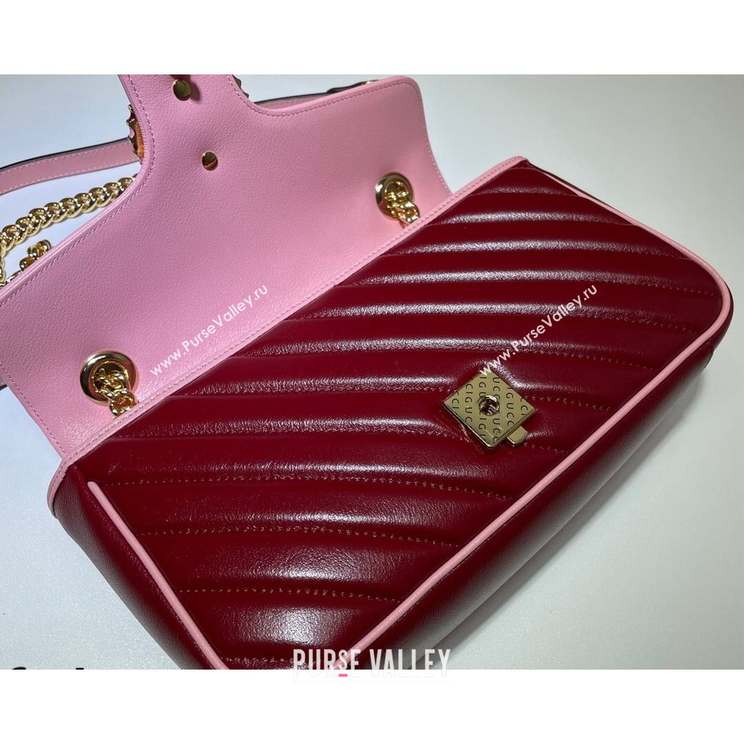 Gucci GG Marmont Small Shoulder Bag 443497 Ruby Red/Pink 2021 (DLH-21072627)