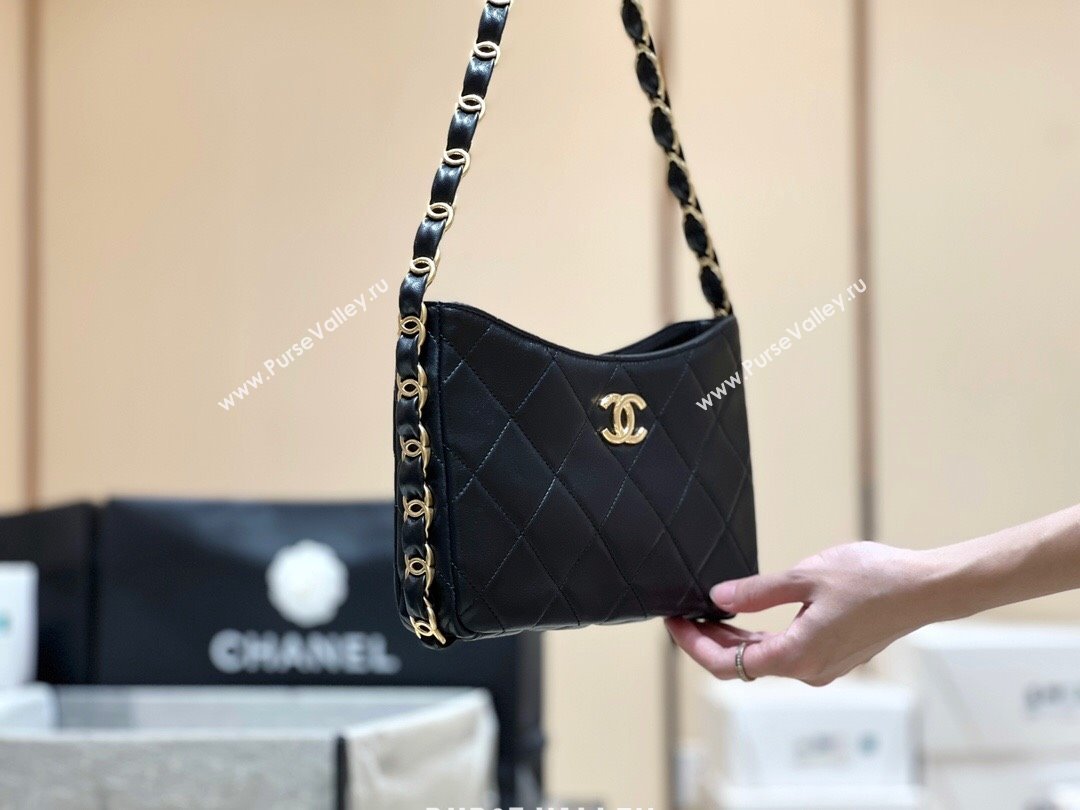 Chanel Lambskin Hobo Bag with CC Chain Strap Black AS5177 2024 Top Quality (SHUNY-24112102)