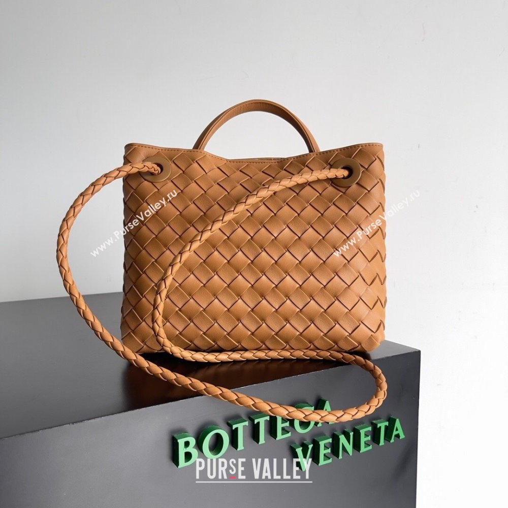Bottega Veneta Small Andiamo Top Handle Bag in Intrecciato Leather 743568 Brown 2024 (MS-24042423)
